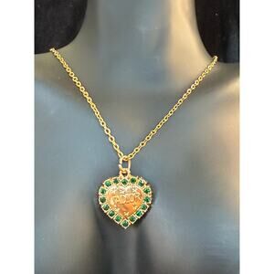 Jardin Heart | Reimagined Dior Charm Necklace Green Crystal Pendant